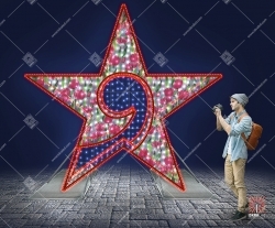 Светодиодная 3D-фигура двусторонняя "Звезда с цветами"